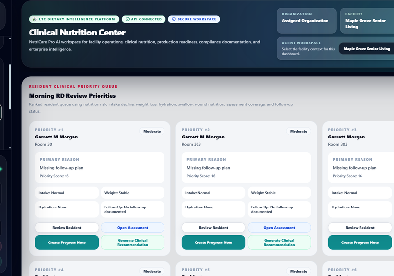 Clinical Nutrition Center — Resident Priority Queue