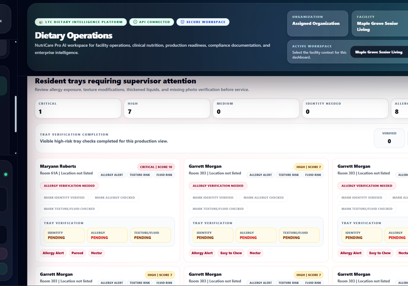 Dietary Operations — Tray Verification